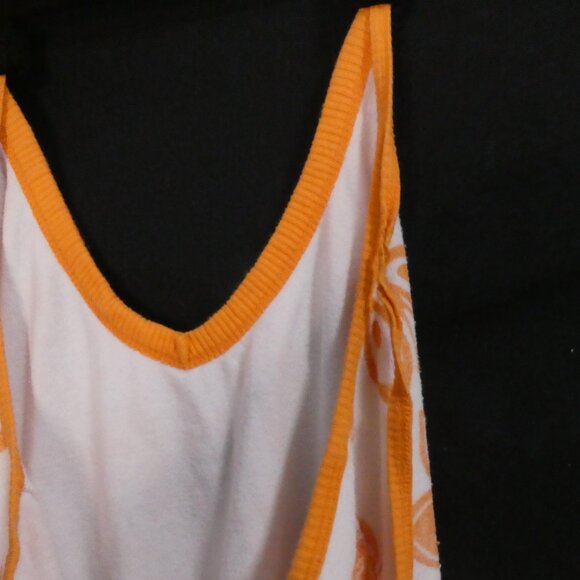 O'NEILL | medium | Terry Cloth White Lace-Up Top | Orange Flowers, String & Trim - Picture 12 of 15